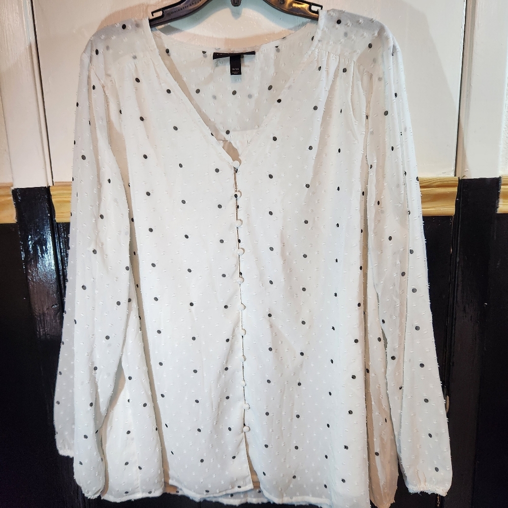 Lane Bryant 18/20 White Polka Dot Women's Top